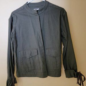 Caslon Olive Tie Sleeve Linen & Cotton Jacket